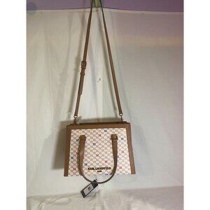 Karl Lagerfeld Paris Honey Brown Multi-colored  Satchel w Detachable Strap NWT